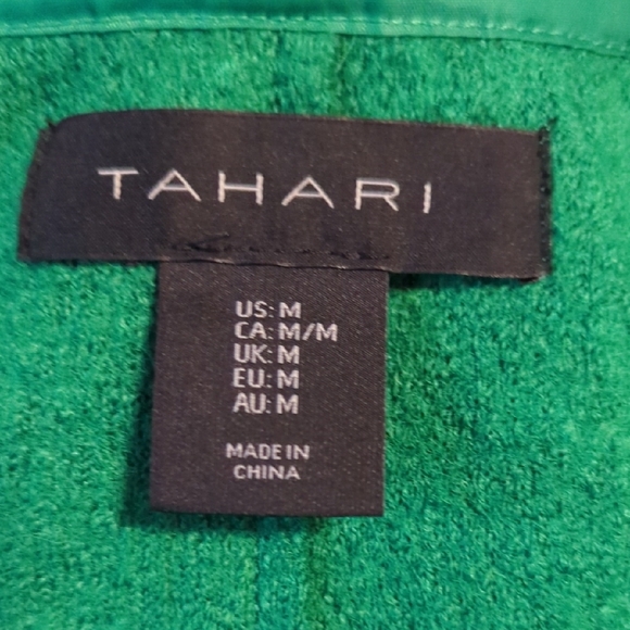 Vibrant Green Cardigan Tahari Size M - Picture 2 of 5